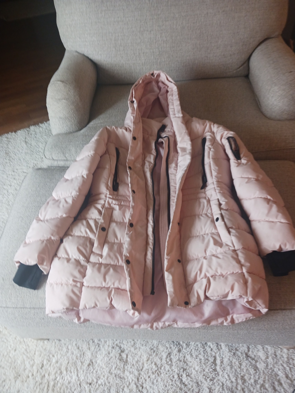 a.n.a Light Pink Quilted Hooded Puffer Coat